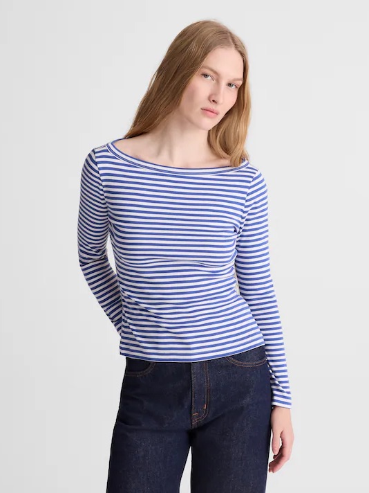 Madewell The '90s Boatneck Tee In Compact Cotton Size M
